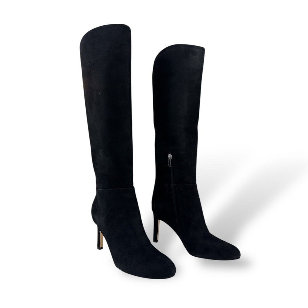 NINE WEST SANCHA Black Suede‎ Knee High Boots Women's Size 6.5 Medium Heel NIB